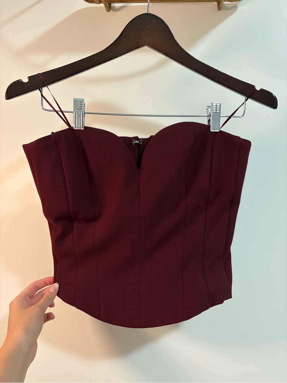 Zara Strapless Sweetheart Bustier Top in Burgundy